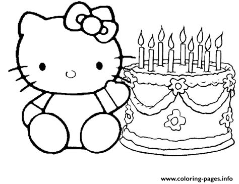 Birth Day Cake Hello Kitty Cad0 Coloring page Printable