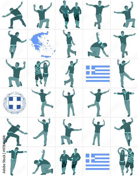 A Greek Evzone Dancing Vector Silhouette Isolated On White Traditional