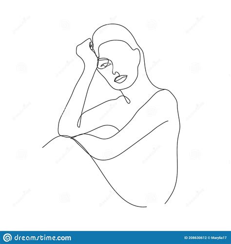 Vector Minimalist Linear Woman Illustration Abstract Continuous Line Drawing Face Modern One