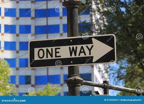 Road Sign Stating One Way Stock Image Image Of Information 57344333