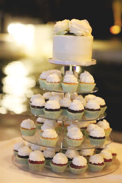 Tiered Cupcakes And Simple White Wedding Cake