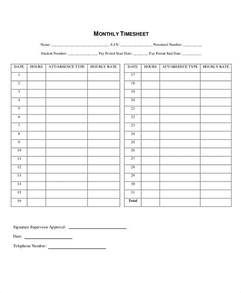 Monthly Timesheet Template Timesheet Template Sign In Sheet Template Images And Photos Finder