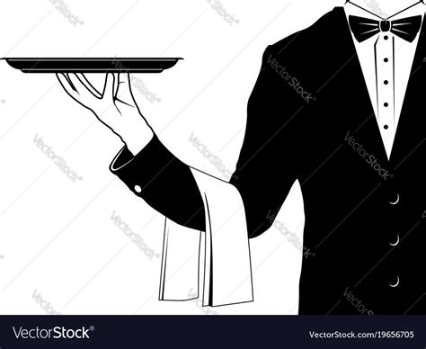 Butler Holding Tray Royalty Free Vector Image Vectorstock