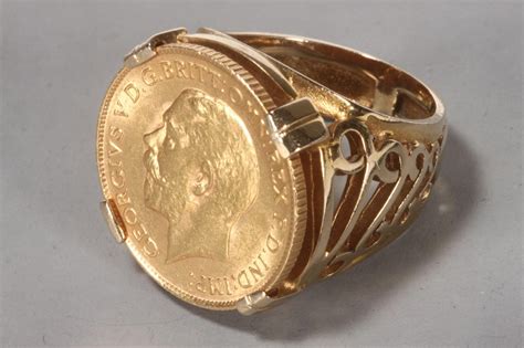 22ct Gold Half Sovereign Coin Ring