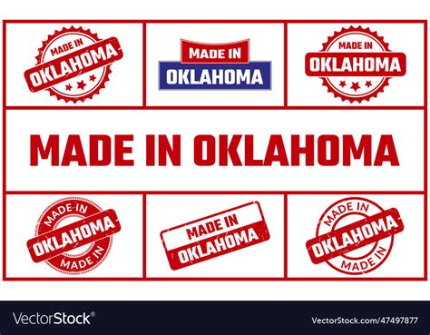 Made In Oklahoma Rubber Stamp Set Royalty Free Vector Image
