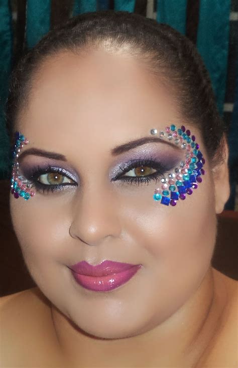 Rhinestone Makeup Smokey Eye Makeup Pink Lips Dramatic Carnival