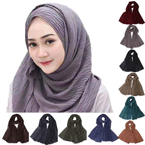 Women Ethnic Abaya Islamic Muslim Middle East Hijab Solid Scarf Wrap