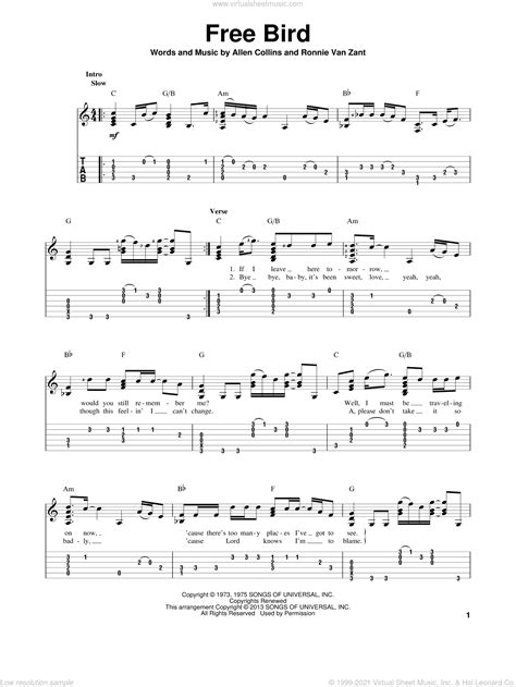 Freeblanksheetmusic.org offers free downloads of blank manuscript paper, tablature, chord diagrams, and neck diagrams in pdf format. Skynyrd - Free Bird sheet music for guitar solo PDF v2
