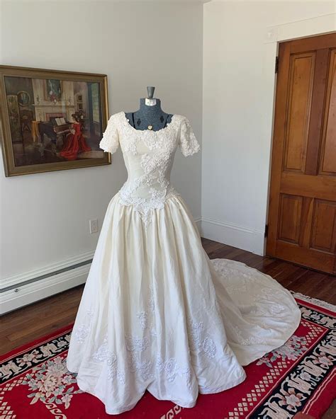 1990s Raw Silk Wedding Dress 90s Ivory Silk Wedding Gown Etsy Sweden