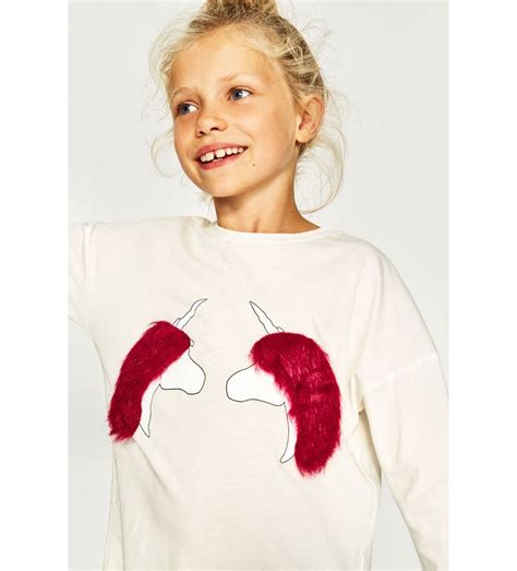 Faux Fur Unicorns T Shirt T Shirts Girl 5 14 Years Kids Zara