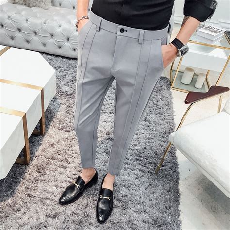 Usd229 2020 New Casual Business Suit Pant Men Slim Fit Ankle Length