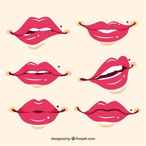 Free Hand Drawn Pretty Lips Set Vector All Free Learn How To Make Svg