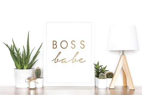 Boss Babe Rose Gold Foil Print Minimalist Girl Boss Etsy