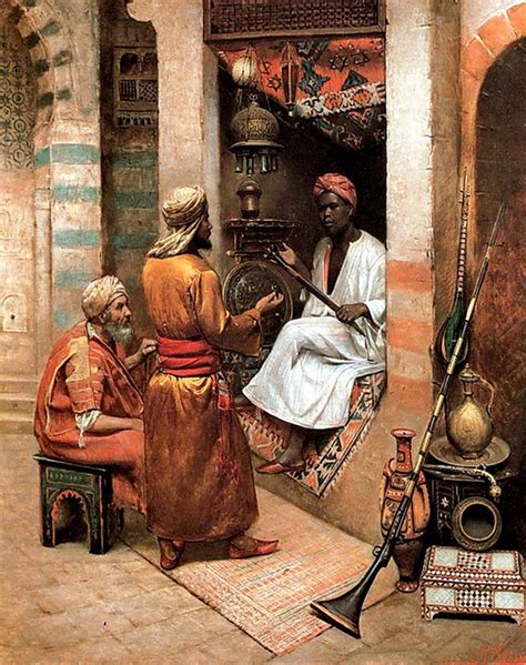 The Vendor Of Eastern Curios Cairo BY Rudolf Weisse Swiss Painter Oil On