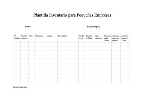 Modelo De Hoja De Inventario