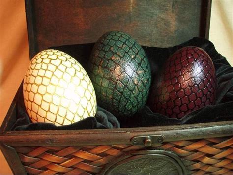 Three Decorative Easter Eggs In A Basket