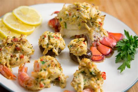 Stuffed mushrooms are the perfect appetizer, and red lobster makes them even better by adding crab meat to the filling. Crab Imperial Stuffed Lobster, Shrimp and Mushrooms - Chef ...