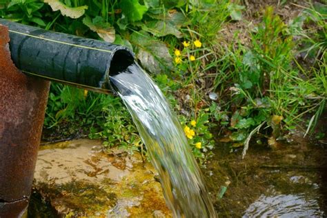 Pure Water Flows From The Pipe Stock Image Image Of Steel Springtime