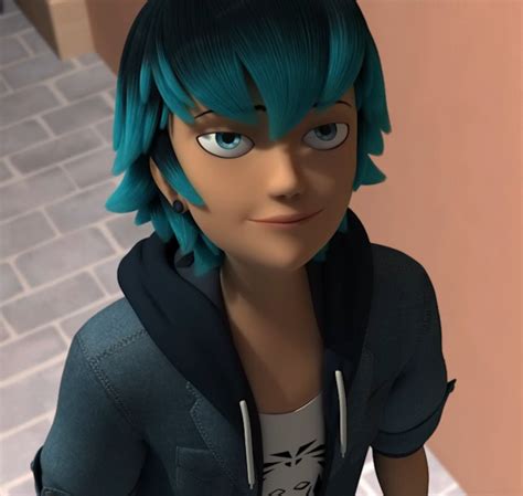 A Cartoon Character With Green Hair And Blue Eyes Wearing A Black