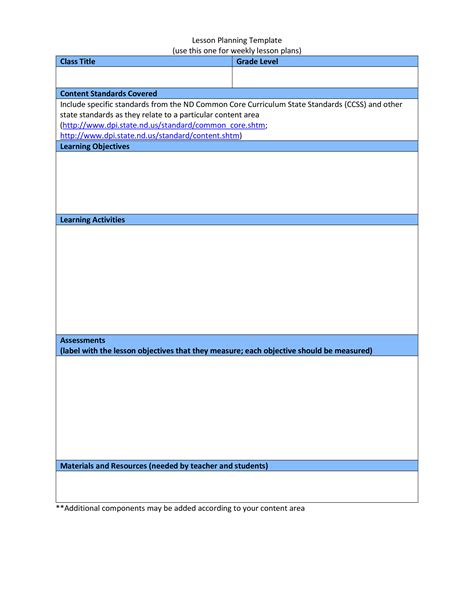 9 Weekly Lesson Plan Template Word Template Guru