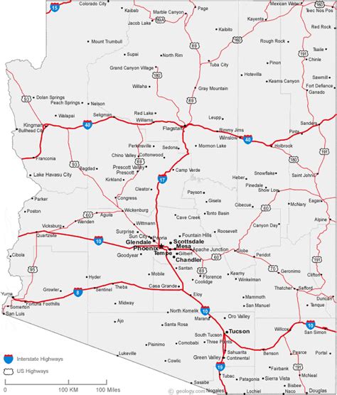 Map of Arizona Cities - Arizona Road Map