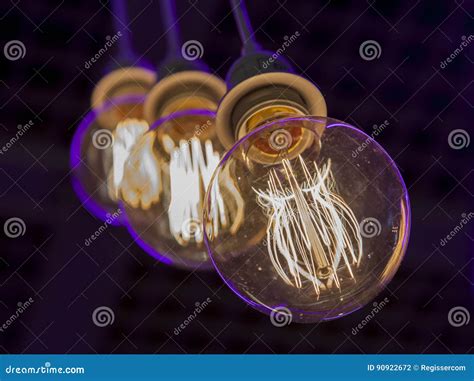 Light Bulbs In The Dark Stock Photo Image Of Black Glass 90922672