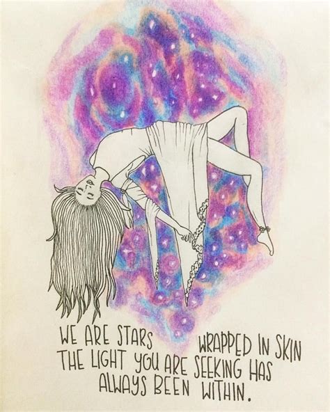 A Drawing Of A Woman Falling Down With The Words We Are Stars Wrapped