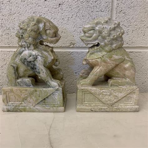 Green Stone Marble Foo Dogs Bookends A Pair Chairish