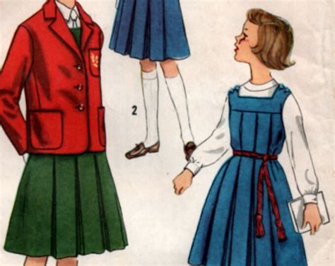 Vintage 1960s Girls Pleated Tunic School Uniform Sewing Etsy