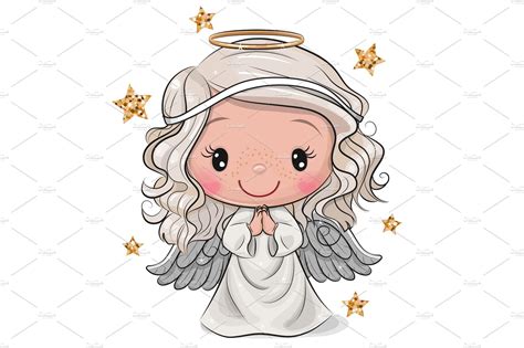 Cartoon Christmas Angel Isolated On Pre Designed Vector Graphics