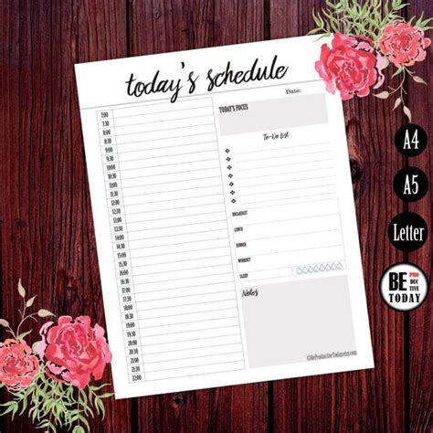 Hourly Planner Printable Daily Schedule Agenda 2016 Daily Organizer