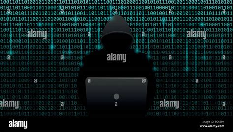 Hacker An Blue Matrix Binary Code Web Background Cyber Crime Vector