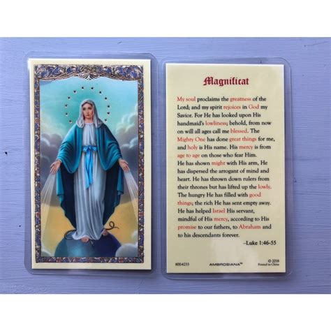 Prayer Card The Magnificat St Pauls Catholic Books And Ts