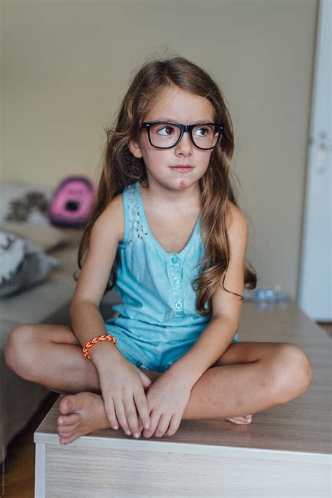 Little Girl Wearing Glasses By Dejan Ristovski