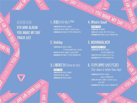 When you say you made my day special then it goes outside of the idiomatic form; SEVENTEEN révèle la tracklist de « YOU MAKE MY DAY » - K-GEN