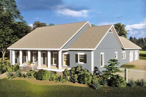 One Level Country House Plan With Front And Back Covered Porches