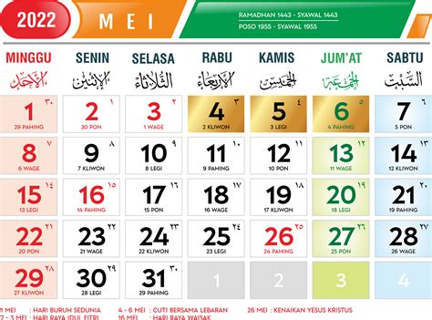 Kalender Mei 2022 Lengkap Dengan Tanggal Merah Dan Keterangannya Imagesee