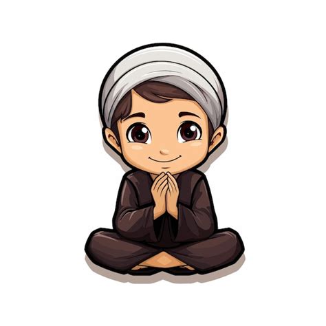 Premium Vector Cute Boy Moslem Prayer Cartoon Vector Icon