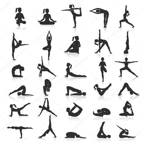 Yoga Postures Exercises Set Vector Illustration Stock Vector Image By
