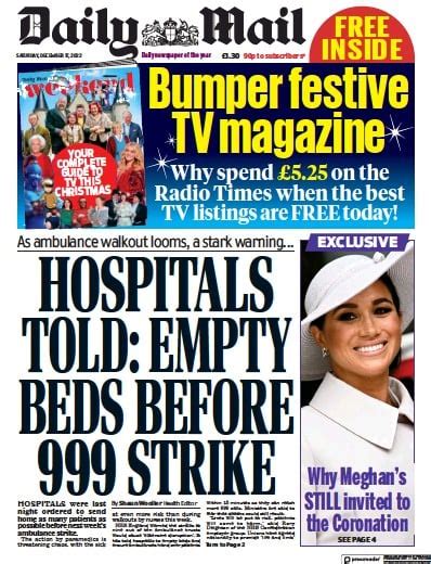 Daily Mail Uk Front Page For December Paperboy Online