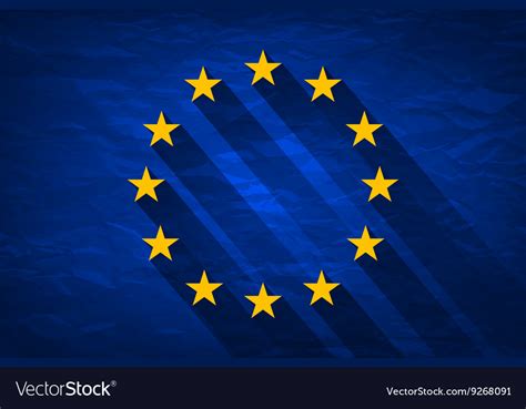 Grunge Flag Of Europe On Crumpled Paper Background