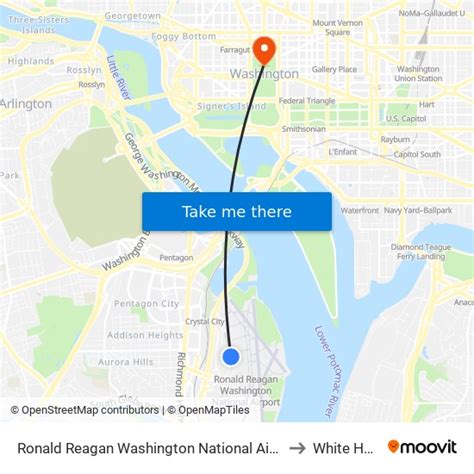 Ronald Reagan Washington National Airport Dca To White House With