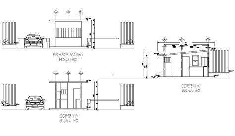 Elevation And Section Guard House Plan Detail Dwg File Cadbull