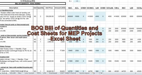 Boq is found in tender document. Engineering-xls: BOQ Bill of Quantities and Cost Sheets ...