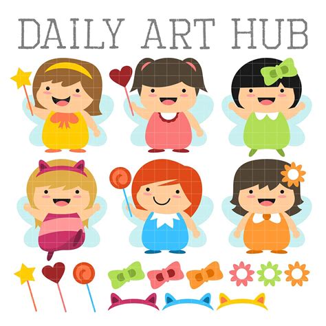 Cutesy Fairies Clip Art Set Art Hub Cartoon Kids Daily Art Fairies