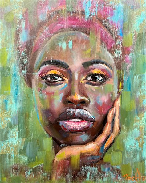 African Queen Portrait Oil Painting Woman Face Art African Etsy