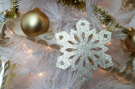 Gold Foil And Glittery Paper Snowflake Ornaments