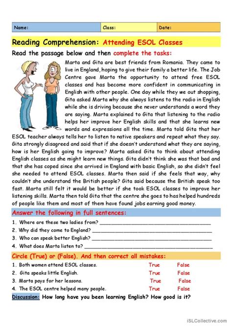 Reading Comprehension Attending Eso English Esl Worksheets Pdf And Doc