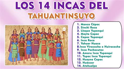 Los Nombres De Los 14 Incas Del Tahuantinsuyo I Los Incas I