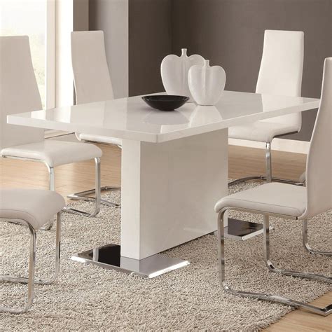 Since the size of this table is classified to small, it is guaranteed that you do not need to worry about the size of your kitchen. Amazon.com - Glossy White Contemporary Dining Table ...